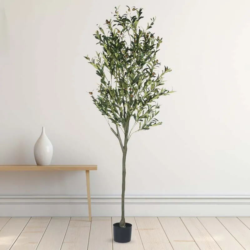 Faux Lush Olive Artificial Plant With Black Plastic Pot - 5.6 Feet media 3