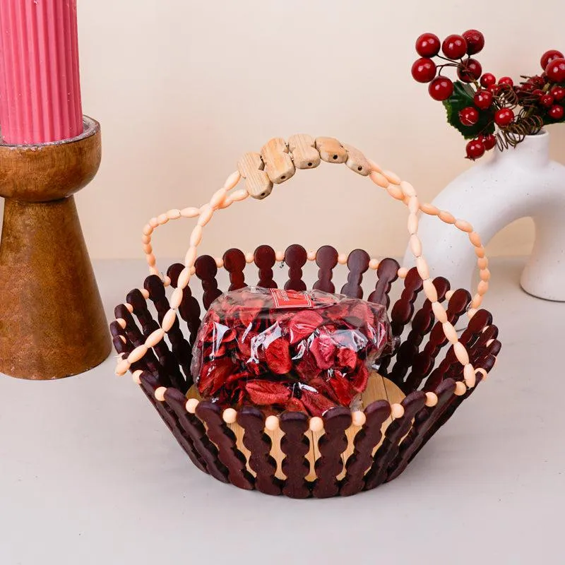 Berry & Bark Wood Fruit Basket media 1