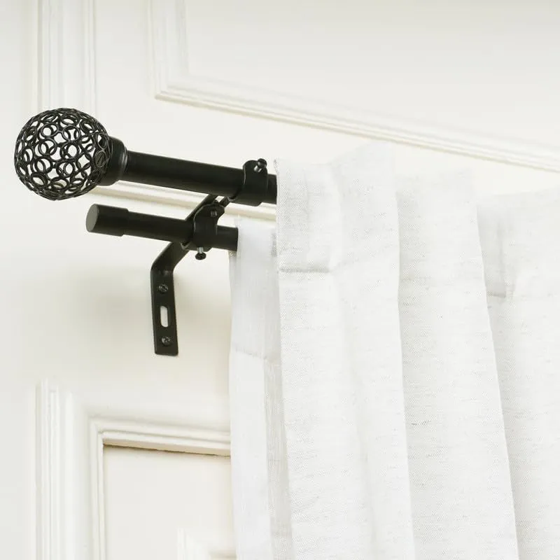 Filigrette Duo Extendable 1" Double Curtain Rod With Round Finial & Brackets media 3