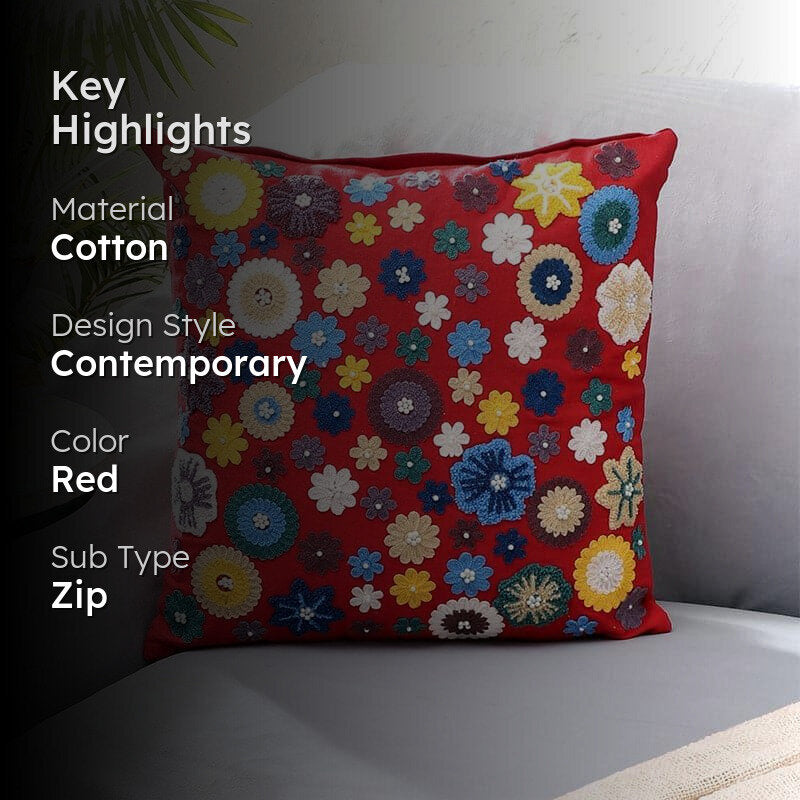 Floro Blast Cushion Cover - Red media 2