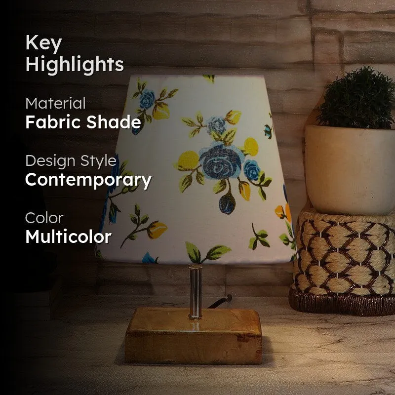 Tryda Blue Fleur Fabric Table Lamp - Multicolor media 2