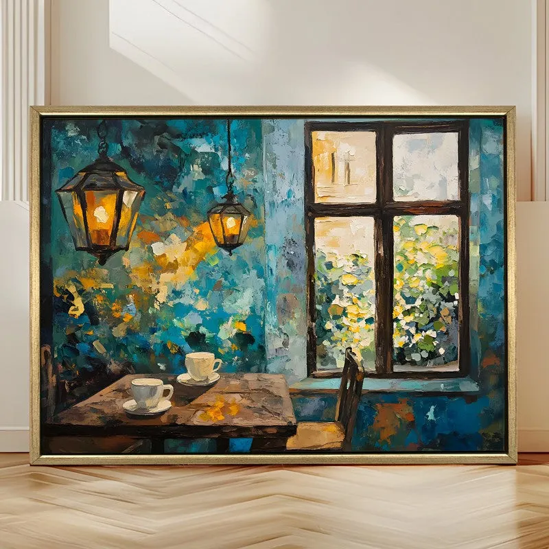Warm Cafe Canvas Wall Painting With Frame media 4