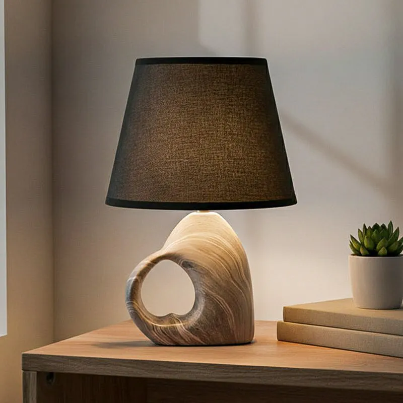 AarviDecor Monroe Decorative Cotton Table Lamp - Black media 1