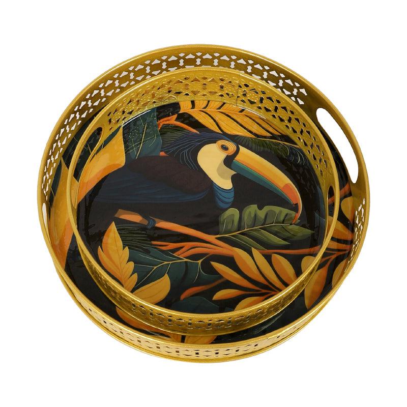Toucan Round Metal Serving Tray - Set Of Two media 3
