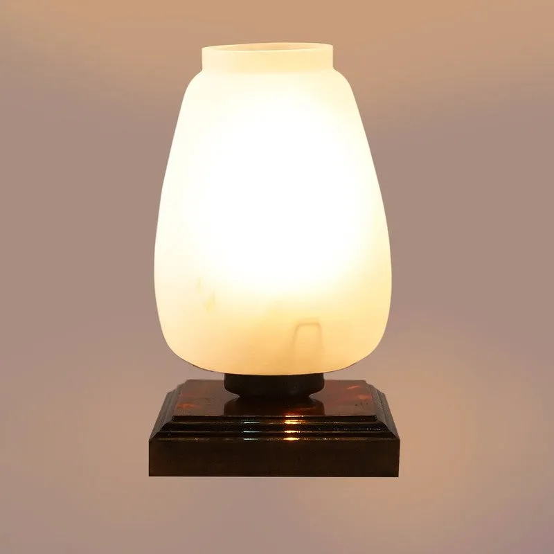 Auriora Glass Table Lamp With Wooden Base - White media 8