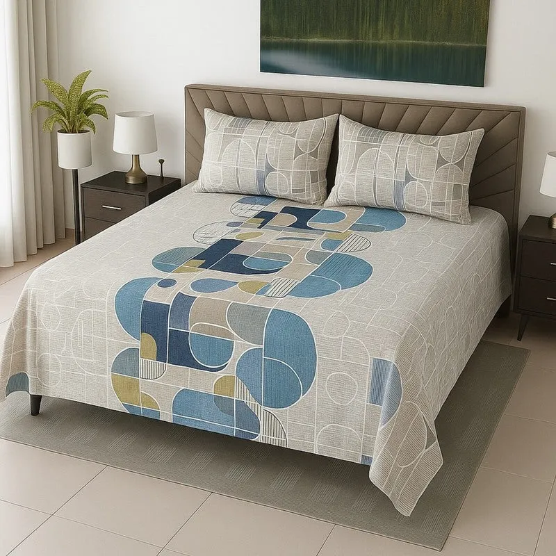 Textura Cotton Bedsheets (Blue,Off White) - 400 TC media 1