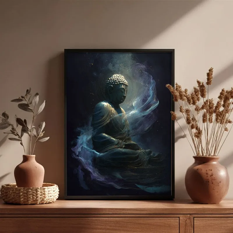 Aura of Awakening Buddha Archival Paper Wall Painting With Black Frame media 6