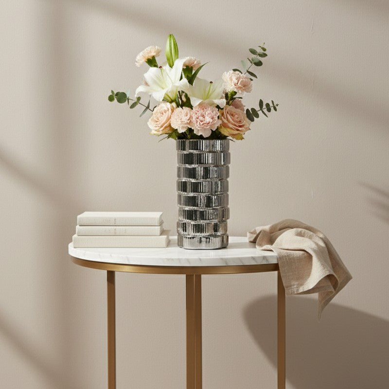 Gildora Tall Ceramic Vase - Silver media 5