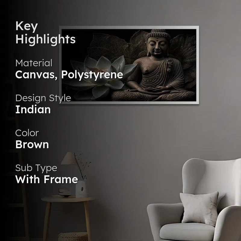 Blessed Buddha Canvas Wall Painting With Frame media 2