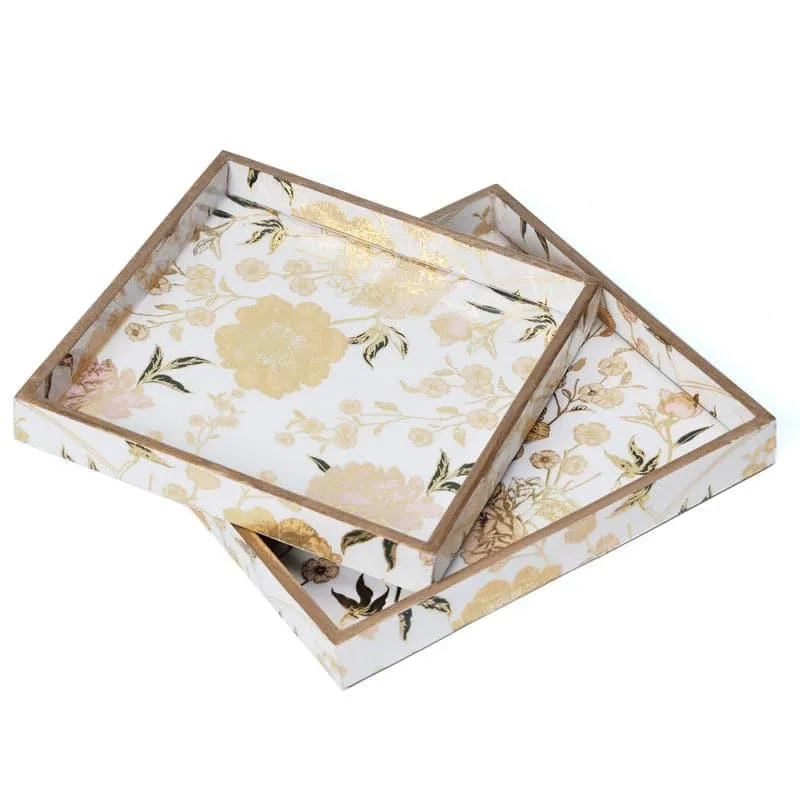Bluda Floral Square Serving Tray - Set Of Two media 4
