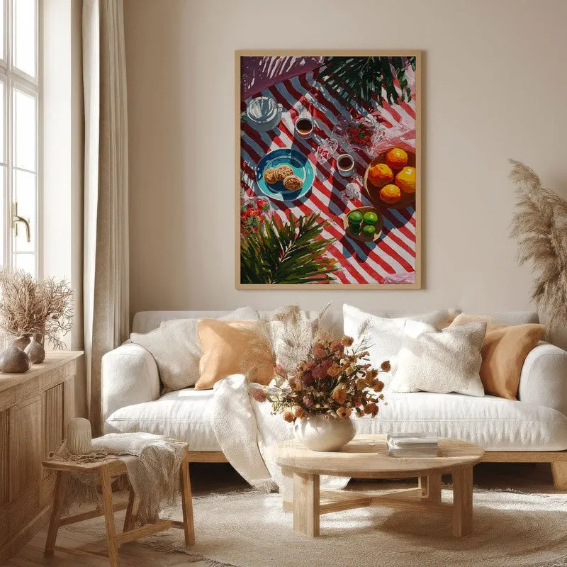 Sunny Table Canvas Wall Painting - Brown Frame media 4