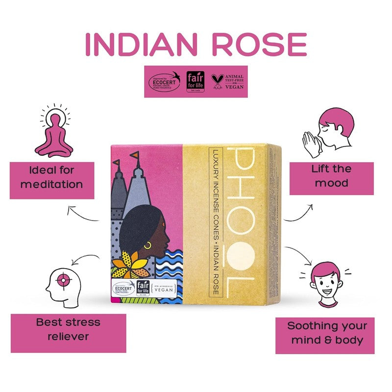 Phool Goodvibes Combo Pack - Natural Incense Cones Indian Rose & White Cedar media 4