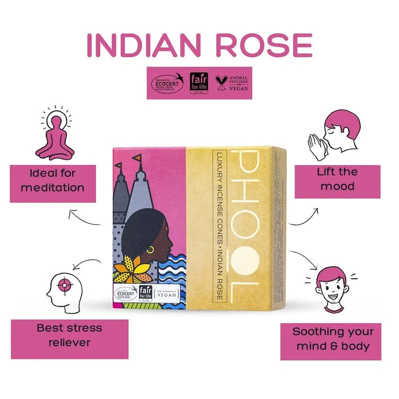 Phool Goodvibes Combo Pack - Natural Incense Cones Indian Rose & White Cedar media 4