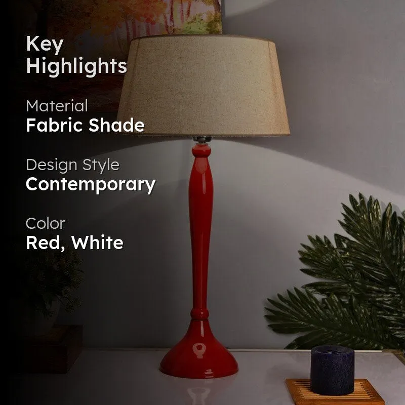 Royal Ovoid Table Lamp With Fabric Shade - Red,White media 2