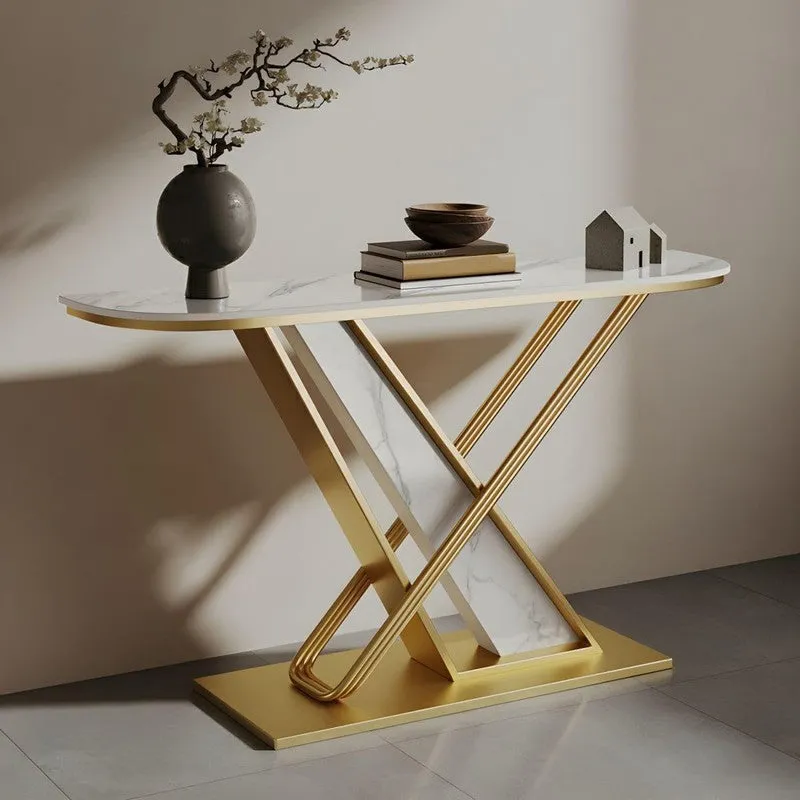 Premium Metal Console Table with Marble Top - Medium media 1