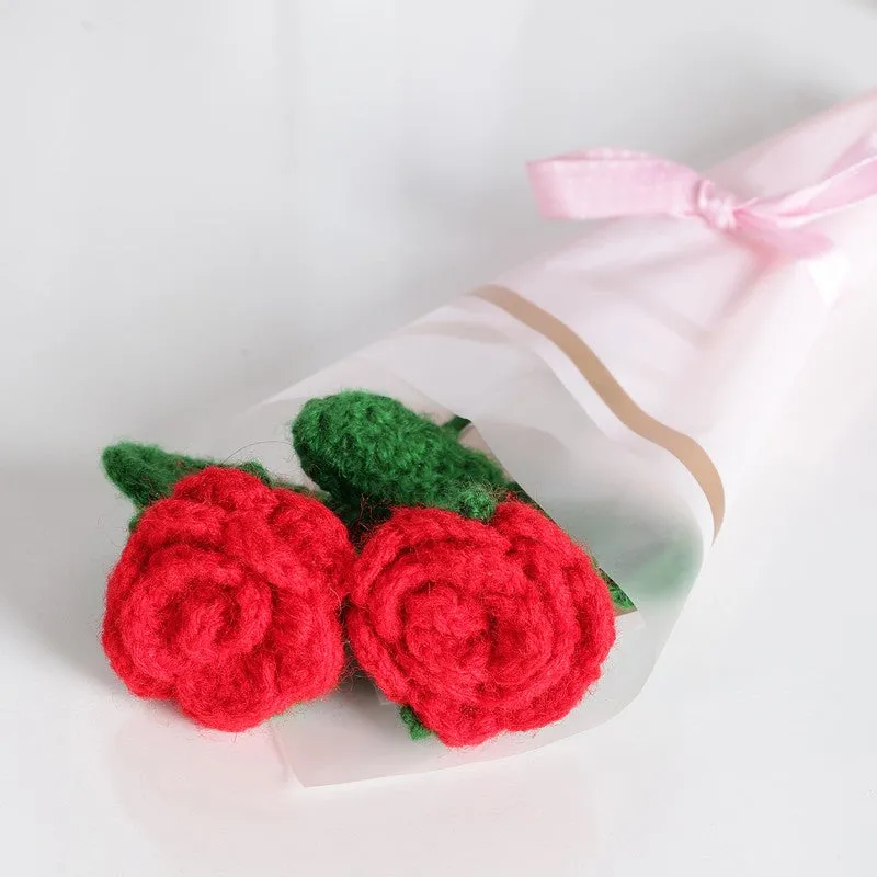 Crochet Handmade Rose Bouquet (Red) - Set Of Two media 6