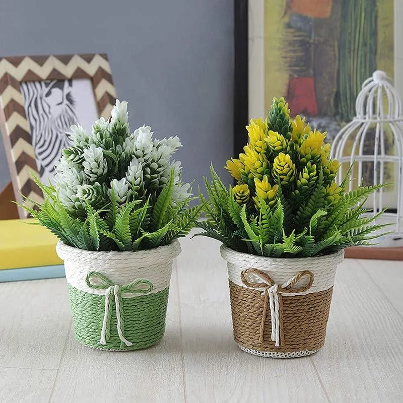 Faux Lilac Artificial Plant In Basket Pot (Brown & Green) - Set Of Two media 1