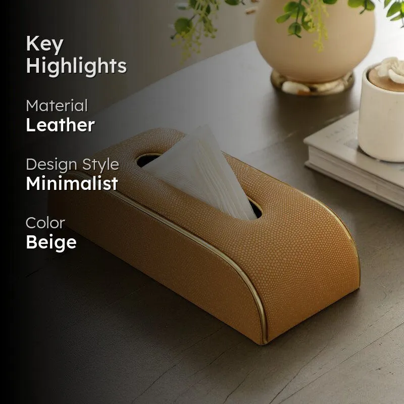 Relca Leather Tissue Box - Beige media 2