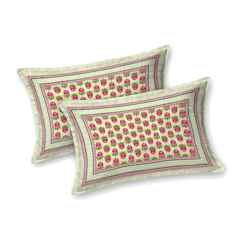 Floriya Cotton Bedsheet (Green,Maroon) - 240 TC media 4