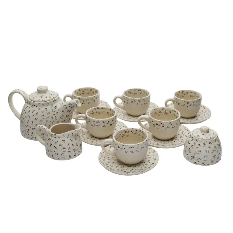 Petalbud Stoneware Tea Pot Set - Fifteen Piece Set media 3