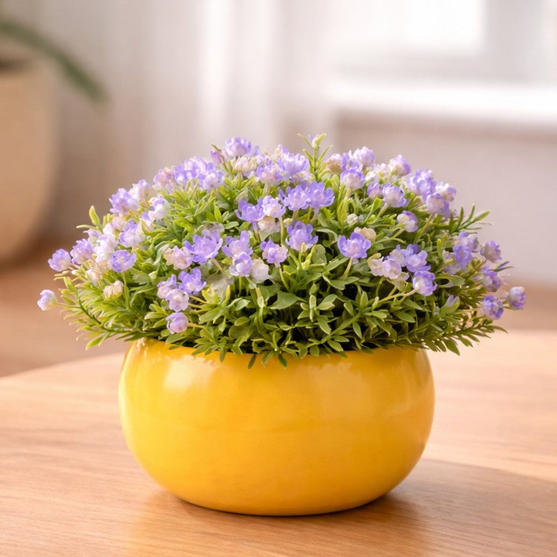 Velveta Artificial Rose Flower Plant With Pot (Violet) - 14CM