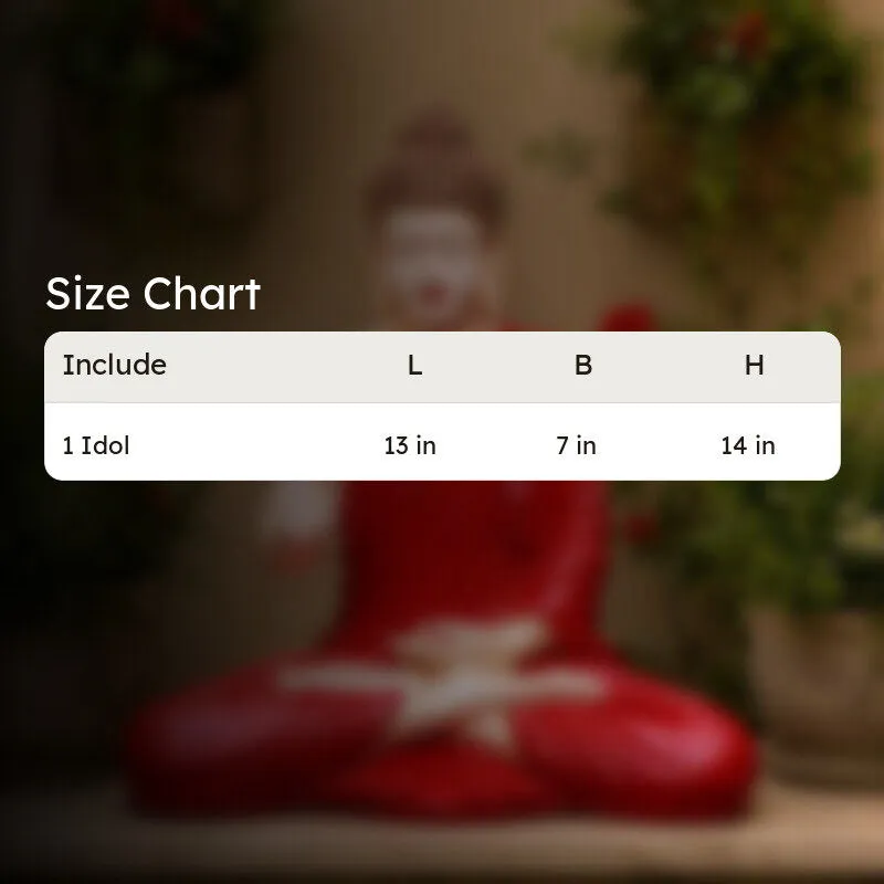 Size chart graphic for Buddha idol