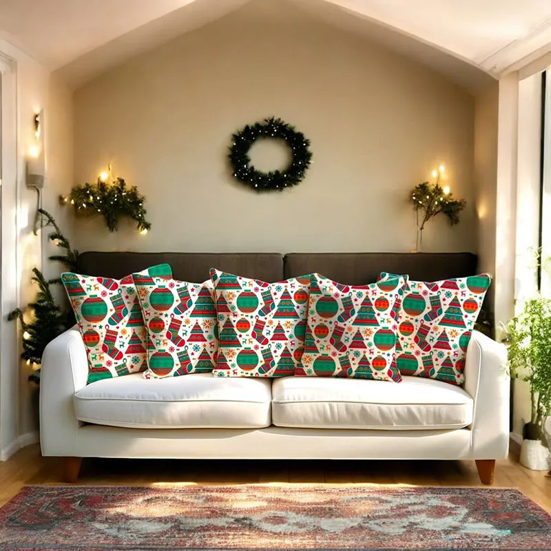 Baubles & Boughs Velvet Christmas Cushion Cover - Set Of Five media 2