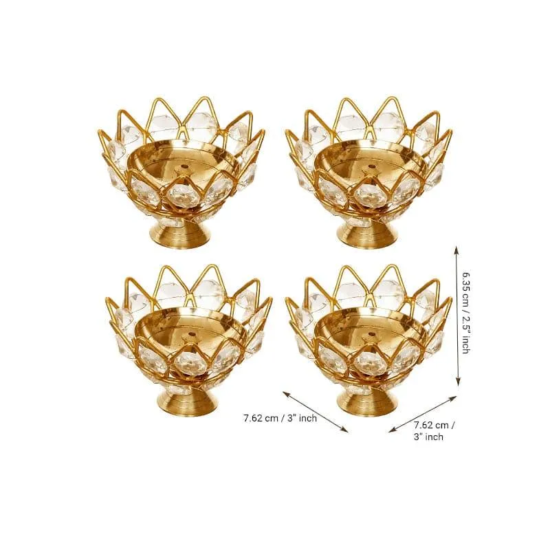 Garga Cryatal Brass Diya - Set Of Eight media 4