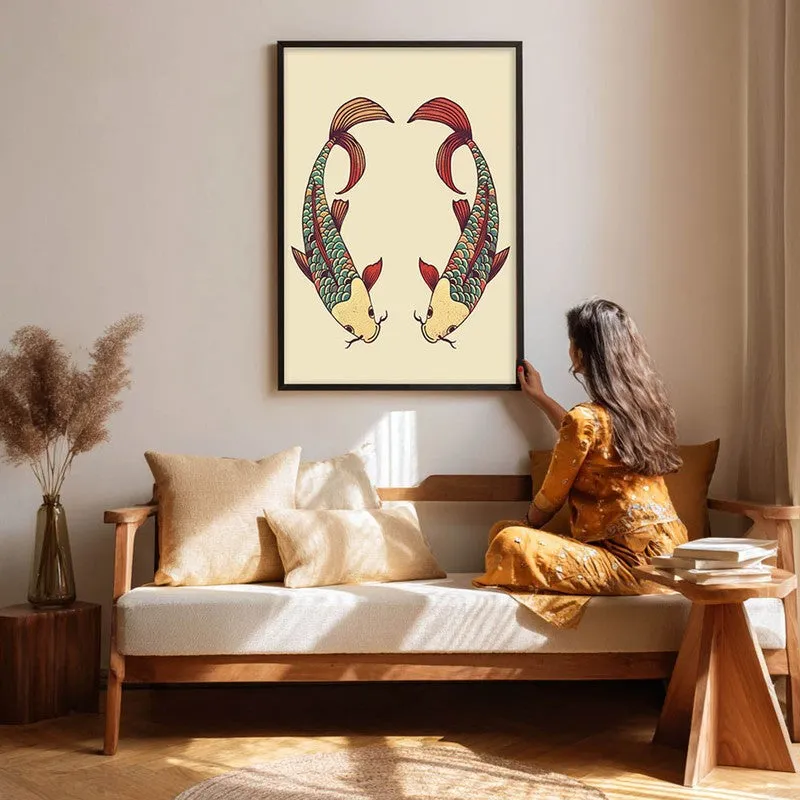 Decorative Bird Illustration Canvas Wall Painting With Black Frame media 9