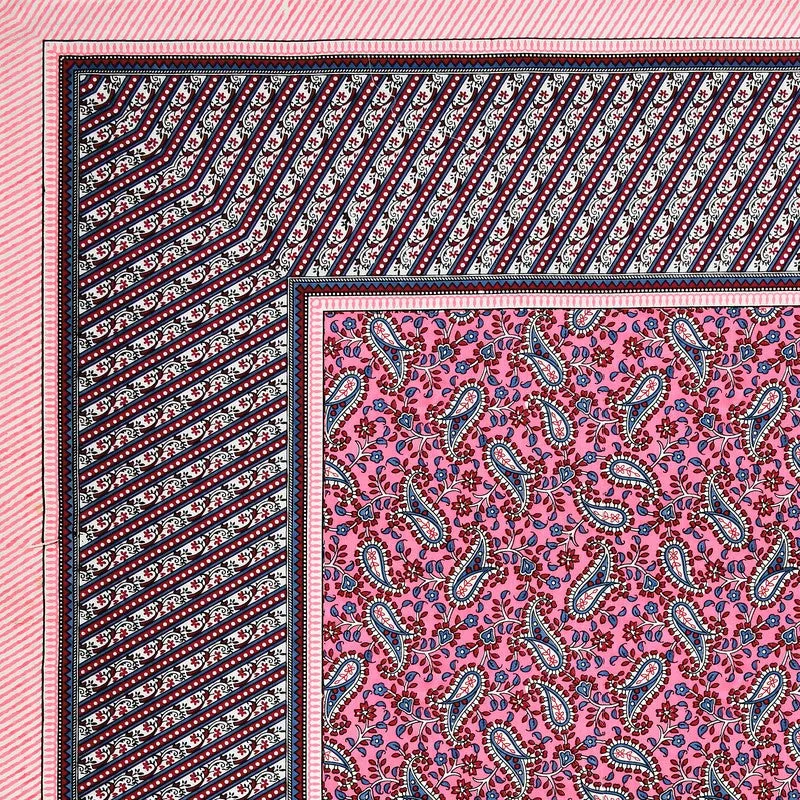 FloralNest Cotton Bedsheet (Pink) - 144 TC media 5
