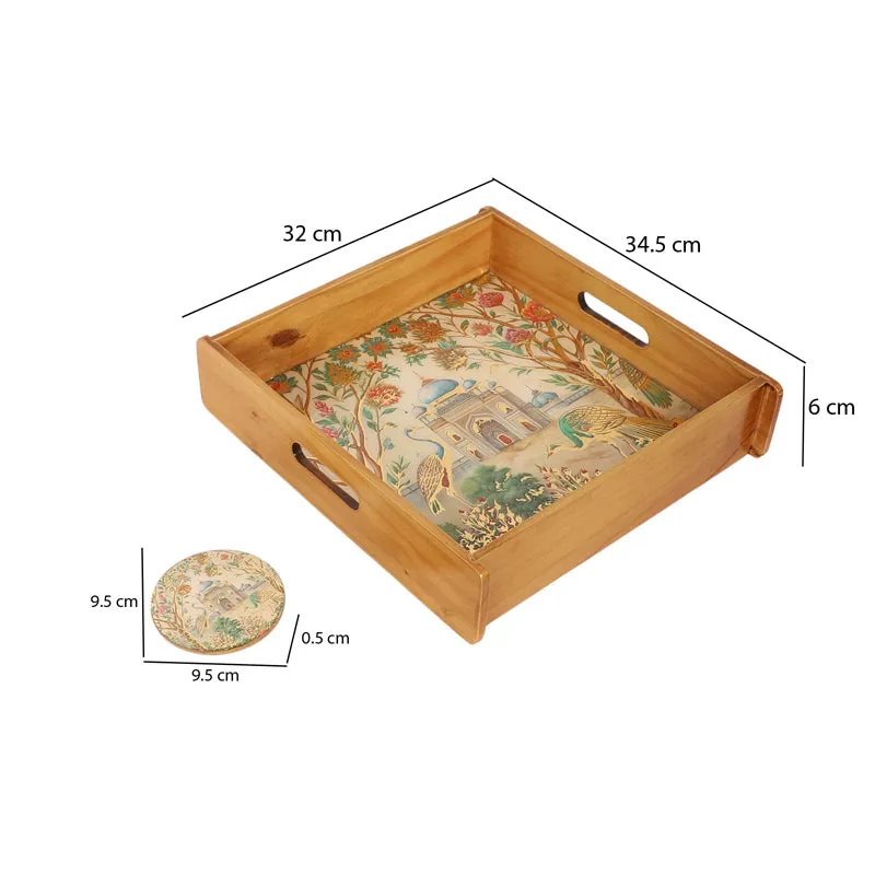 Royal Eden Wooden Serving Tray With Coaster - Seven Piece Set media 5