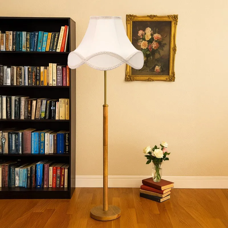 Stone Base Wooden Floor Lamp - White media 4