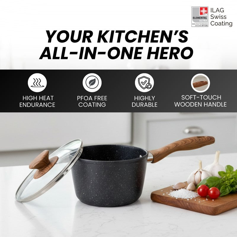 Salford Non Stick Saucepan with Lid (Black) - 16 CM media 8
