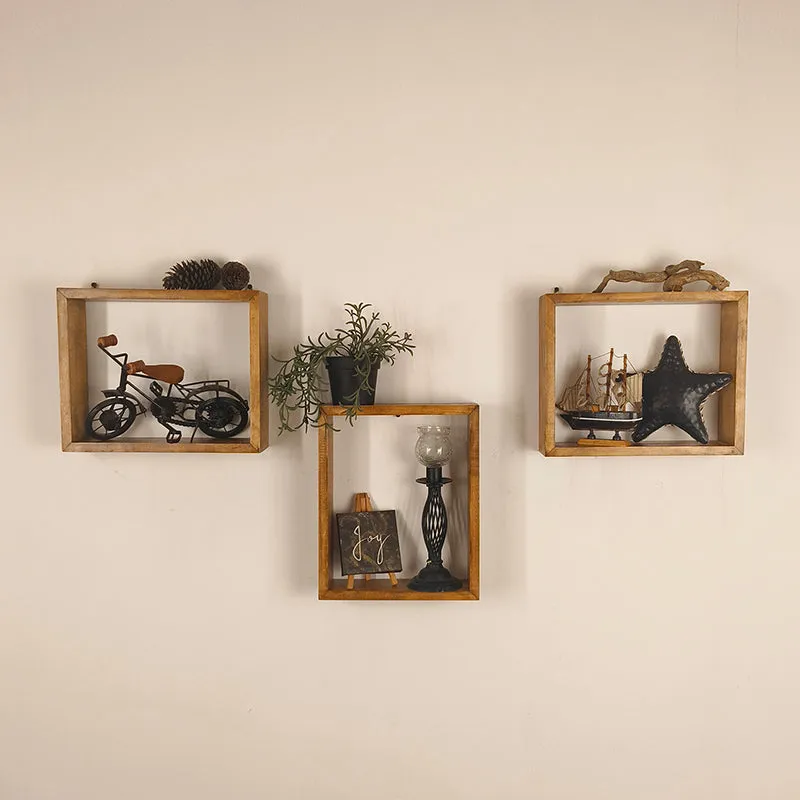Urban III Rectangular Shaped Set of 3 Wooden Wall Shelves media 3
