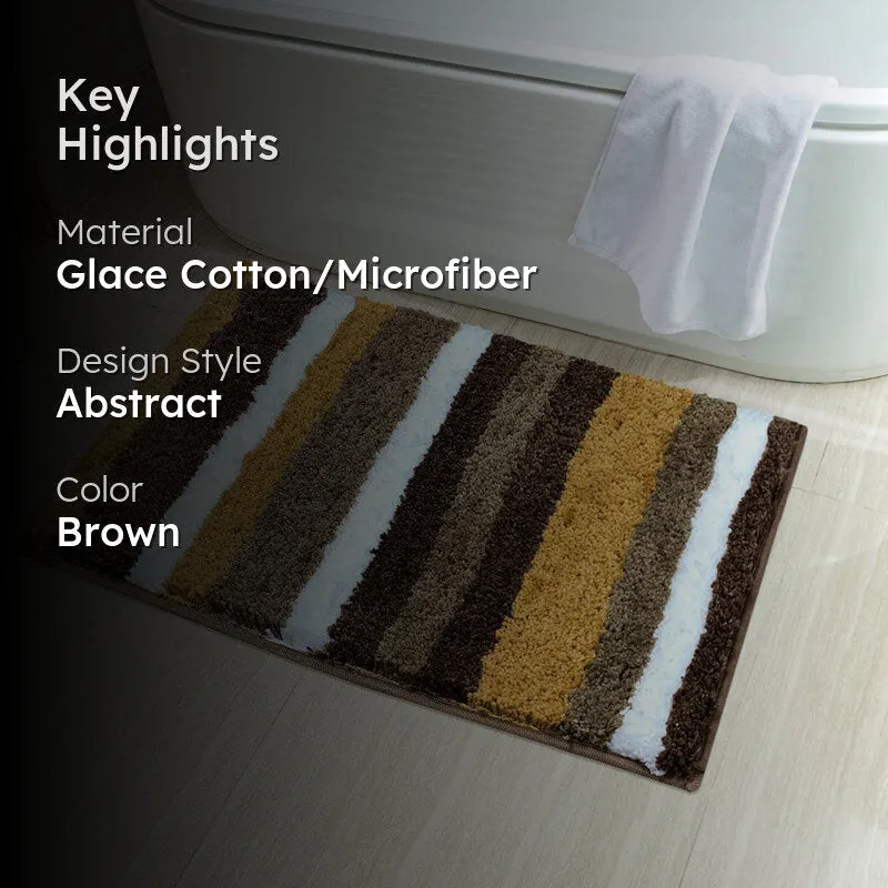 Strip Soft Microfiber Bath Mat - Brown media 2