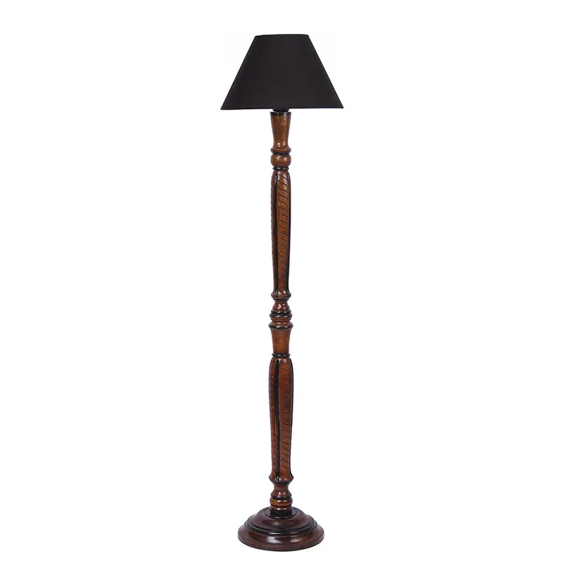 Hima Vintage Wooden Floor Lamp - Black media 4