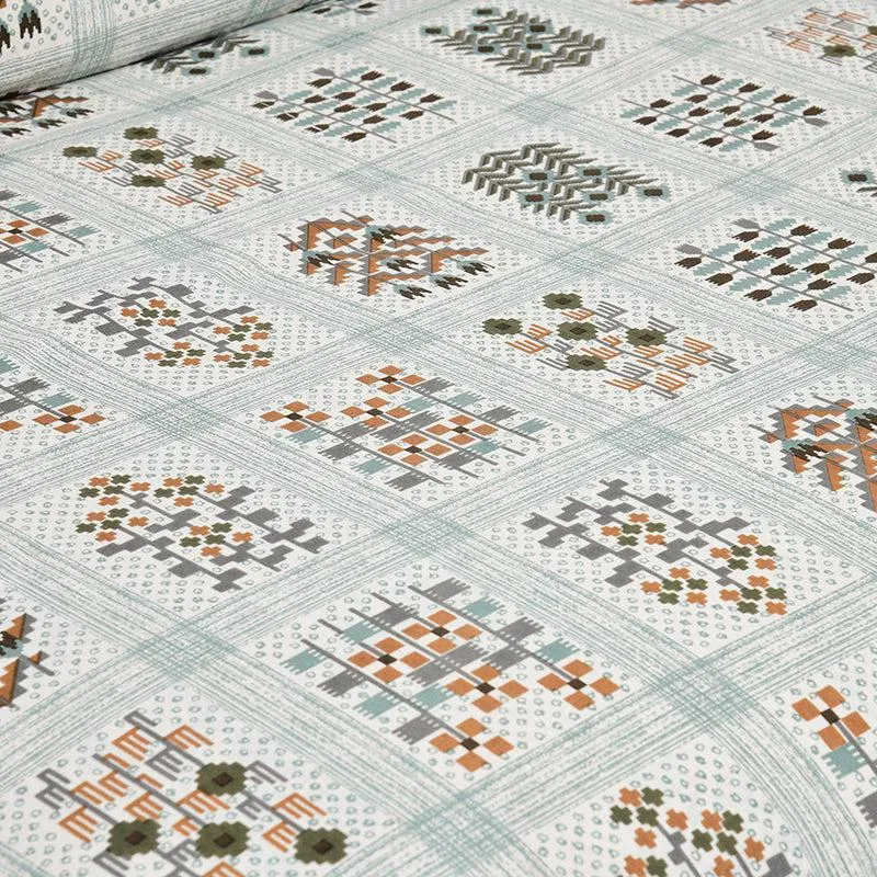 Ishani Breeze Floral Cotton Bedsheet (Green & White) - 160 TC media 5