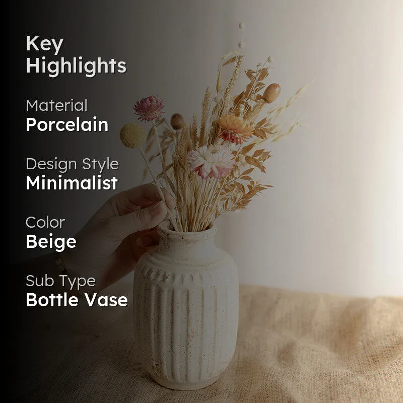 Sunhusk Nova Porcelain Vase With Dried Flower media 2