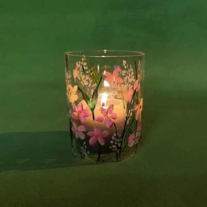 Wildflower Chrome Handpainted Tealight Candle Holder media 3