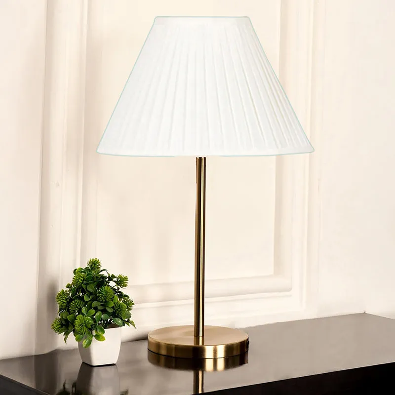 Cottage Glow Cotton & Metal Table Lamp - White,Gold media 2
