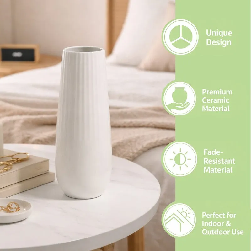 Redvo Ceramic Vase - White media 4