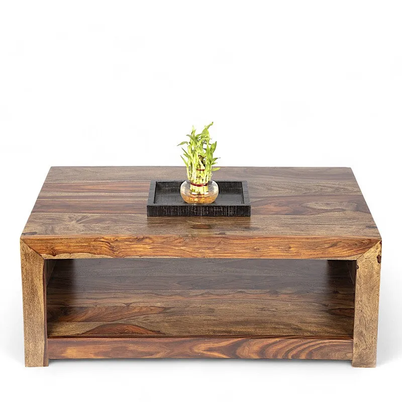Borvon Sheesham Wooden Center Table - Light Brown media 5