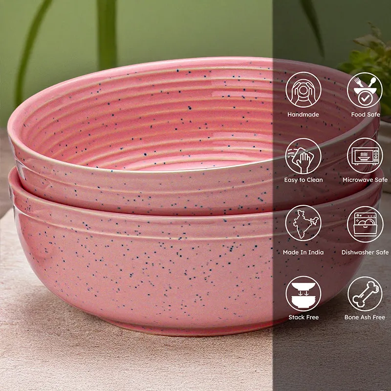 Velvet Glaze Serving Bowl (Pink/1000 mL) - Set Of Two media 4