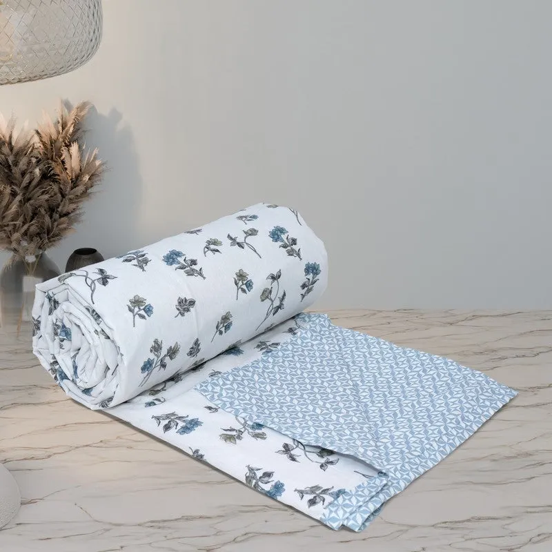 Floral Mist Printed Cotton Dohar (Blue,White) - 120 GSM media 8