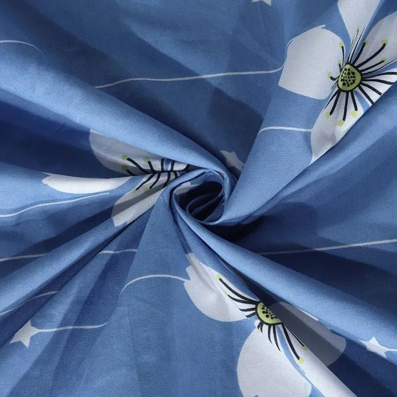 Blue Cora Fitted Bedsheet - 150 GSM media 3