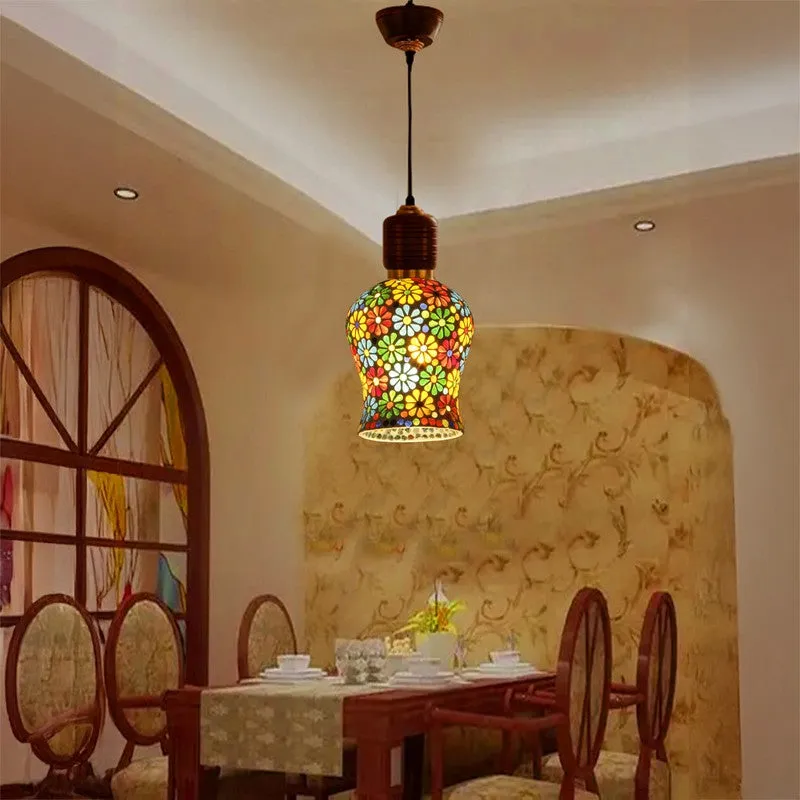 Mosaic Fleur Pendant Wooden Ceiling Lamp media 1