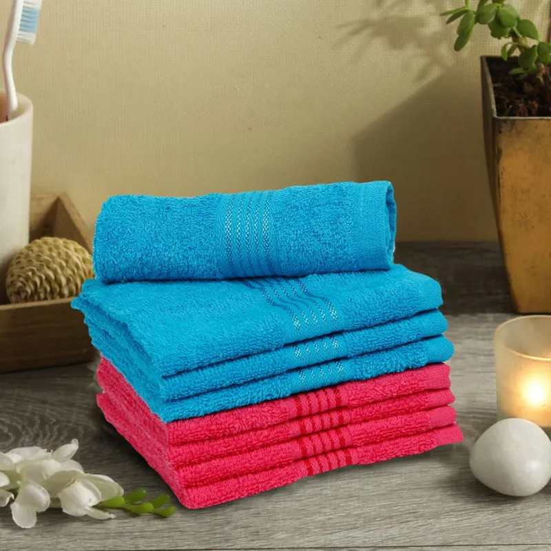 Bodil Face Towel (Sky Blue,Pink) - Set Of Eight media 1