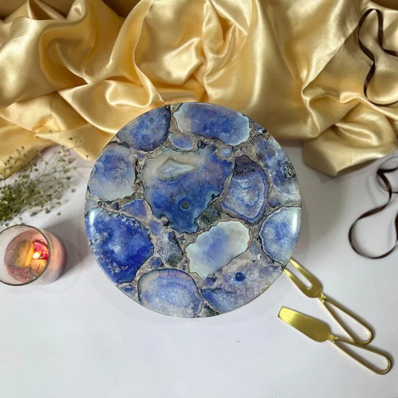 Emora Handcrafted Agate Cake Stand - Blue media 1