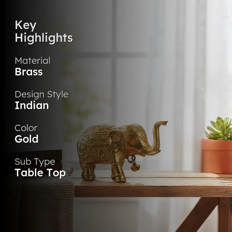 Elphant Brass Showpiece - Gold media 2