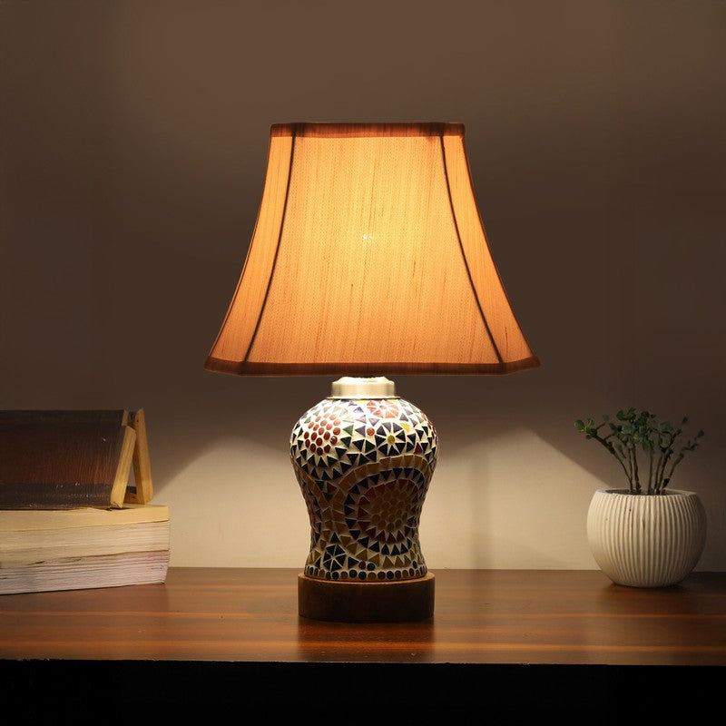 Aurenique Square Wooden Table Lamp - Multicolor